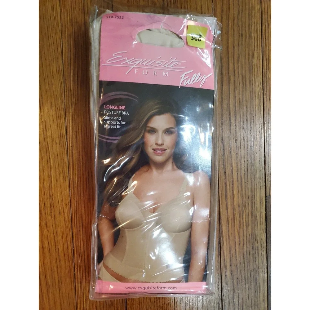 NWT Exquisite Form 5107532 Fully Posture Longline Bra Beige Nude Sz 36B Slimming